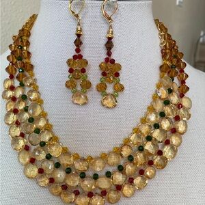 Elegant Multicolor Beaded Necklace and Earring Set